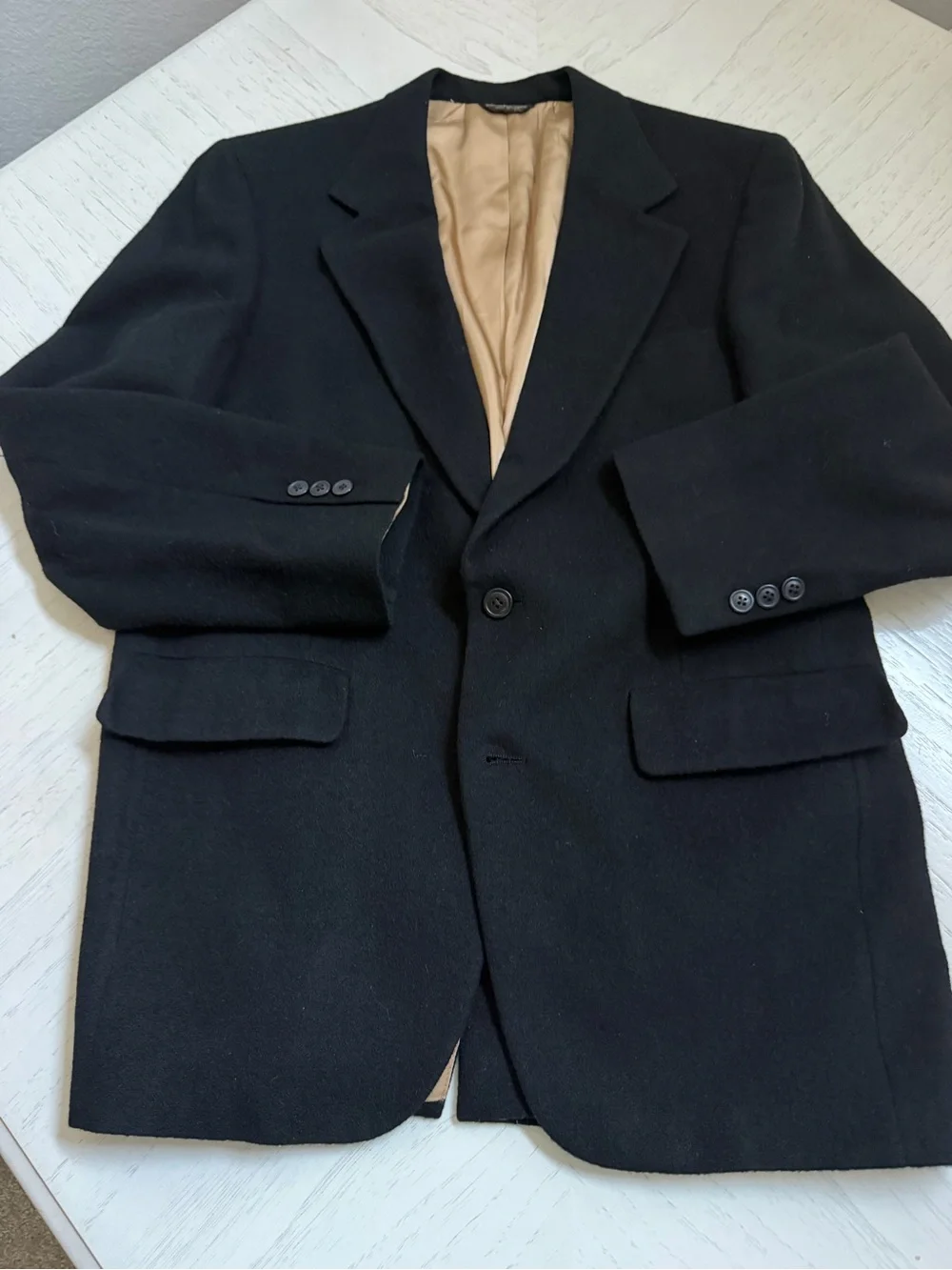 Vintage Men's Black Camelhair Sport Coat Blazer 44R Made in USA